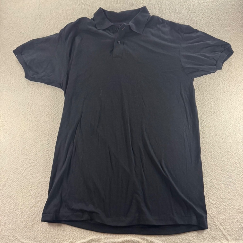 Anvil Polo Shirt Mens XL Black Vintage Made in USA Cotton Blend Short Sleeve